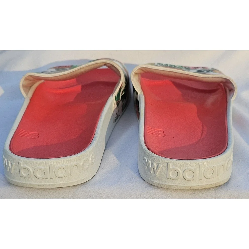 New Balance 200 V1 Women's Size 12 Slide Sandal Floral Logo Print White Slip On - Picture 6 of 11